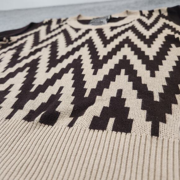 L.A.M.B. Gwen Stefani Womens L Large Cotton Cashmere Knit Zig Zag V Neck Sweater - Picture 4 of 12